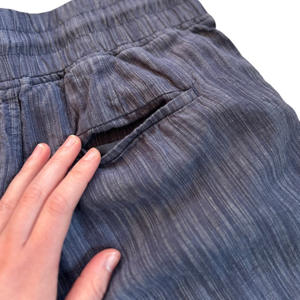 Athleta Cabo Linen Textured Wide Leg Pant Sz 6 Rain Dance Jacquard Weave 657680 - Picture 8 of 13
